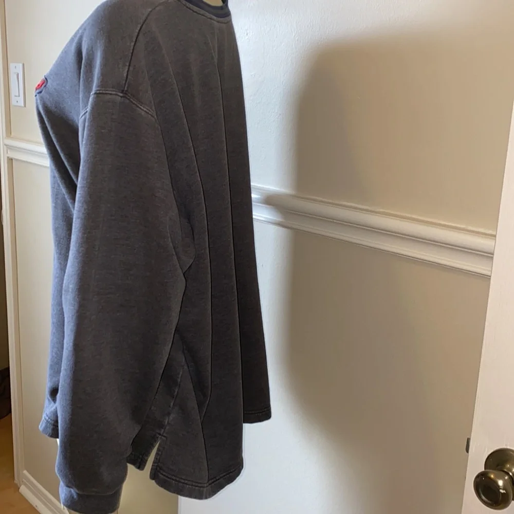 Vintage Grey Mickey Mouse V-Neck Sweater with Blue Embroidery - Picture 4 of 7